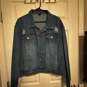 Classic Blue Distressed Denim Jacket